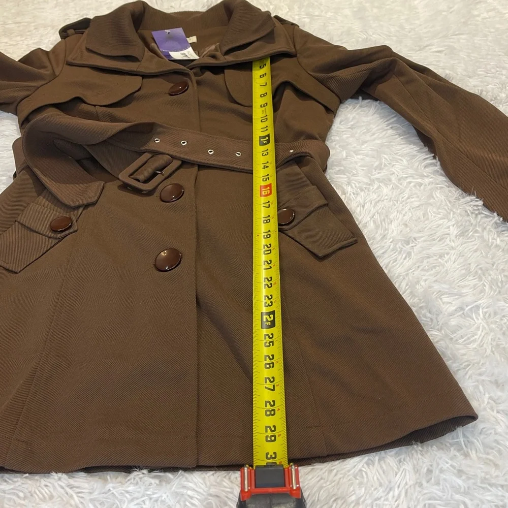 DIAA Women's SHORT TREND COAT Brown Belted  WOMENS SIZE M NWT - Picture 6 of 14